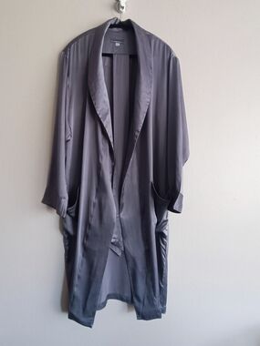 Shirtfit D’Abbondanza Bespoke Luxury Silk Satin Robe Charcoal Gray M Unisex